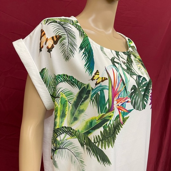 Christopher & Banks Tropical side tie blouse size Petite Large - Picture 3 of 6
